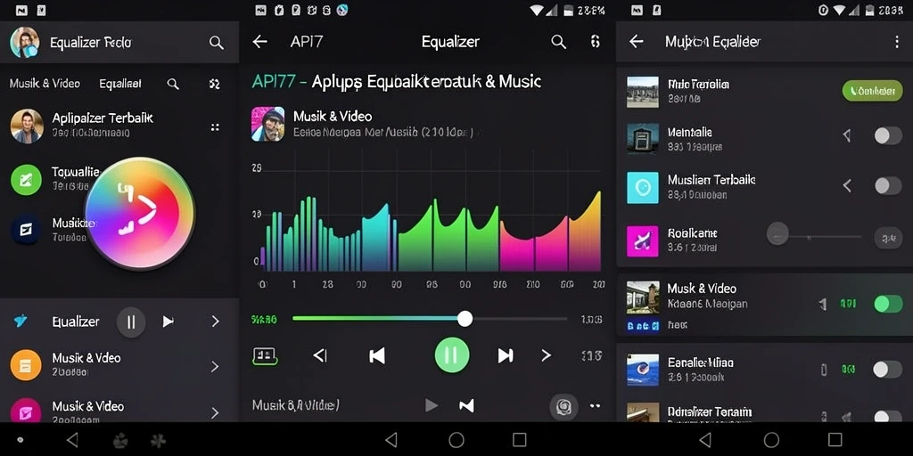 Antarmuka aplikasi API77 yang intuitif dan fungsional untuk Equalizer.