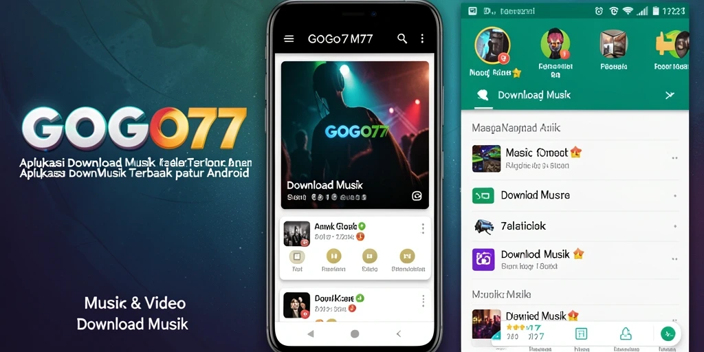 Tampilan antarmuka GOGO77 yang memudahkan pengunduhan musik.