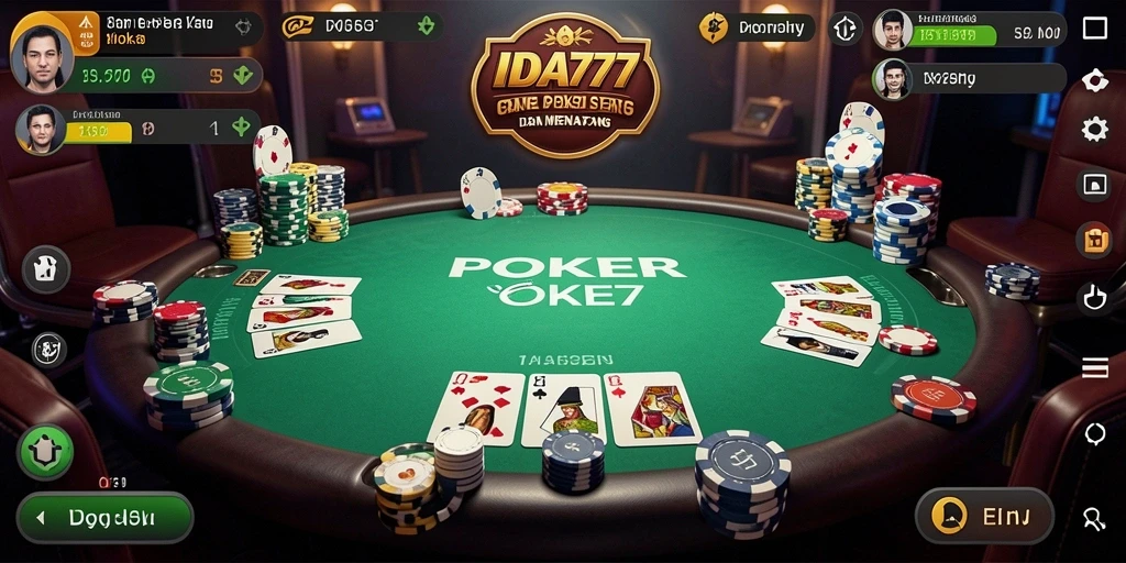 Screenshot IDA777 menunjukkan antarmuka permainan Poker yang menarik dan interaktif.