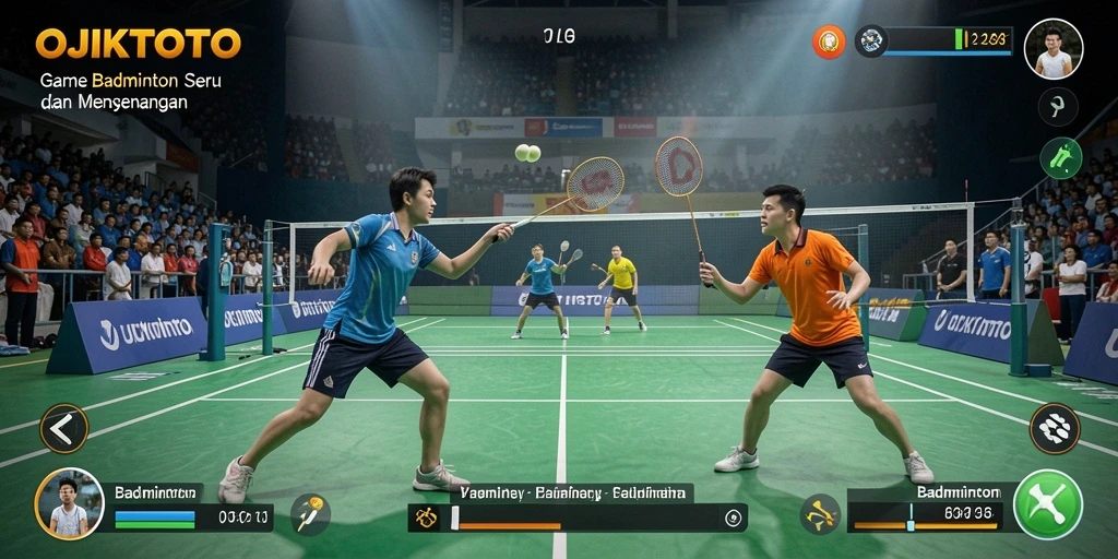 Screenshot utama OJKTOTO menunjukkan aksi badminton yang mendebarkan.