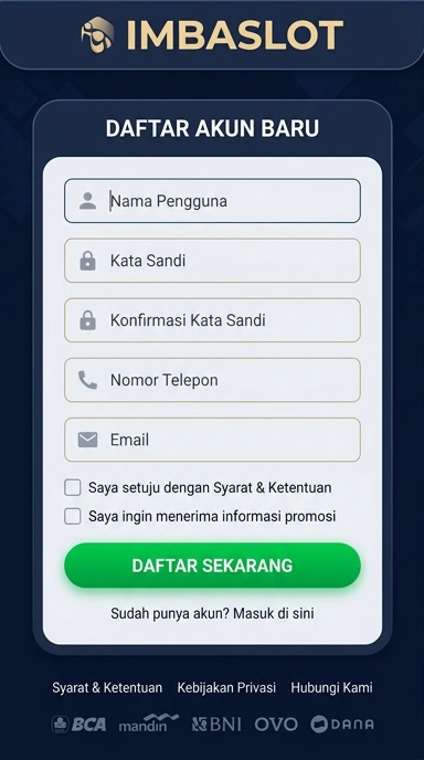 Tampilan halaman daftar imbaslot