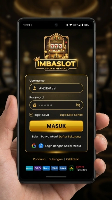 Tampilan halaman login imbaslot